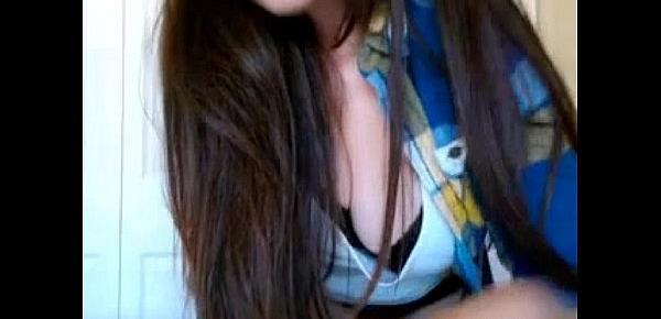  Cute blue eyed brunette showing her tits